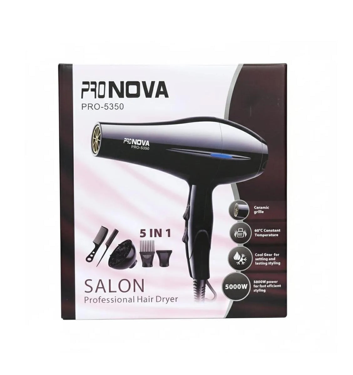 Secador De Cabello Profesional Negro Con Kit De Accesorios