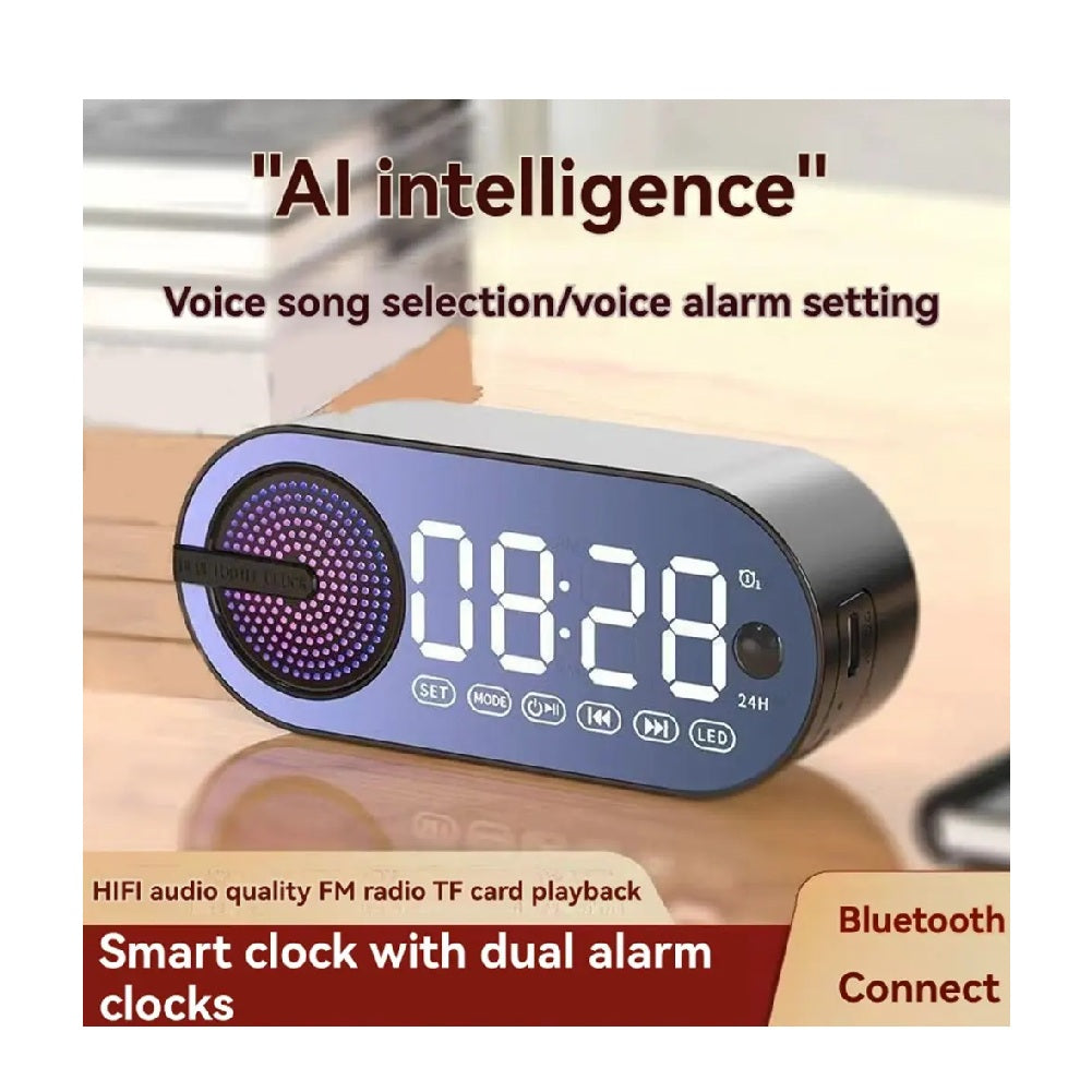 Reloj Despertador Digital Con Parlante Bluetooth Y Luces LED