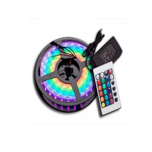 Cinta Led Adhesiva Multicolor Con Control y Adaptador