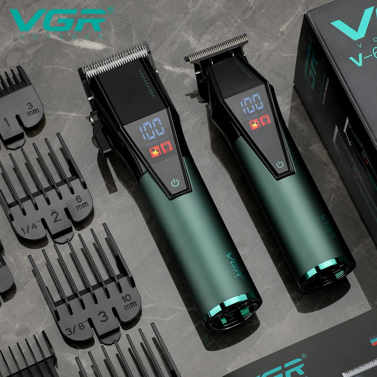 Kit VGR Maquina Cortadora De Cabello V677 Barbera Patillera Set Profesional