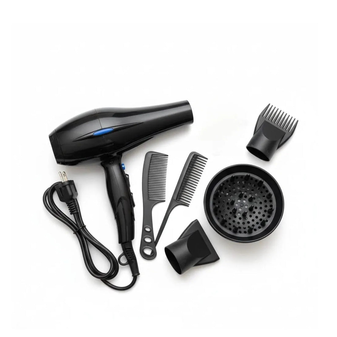 Secador De Cabello Profesional Negro Con Kit De Accesorios