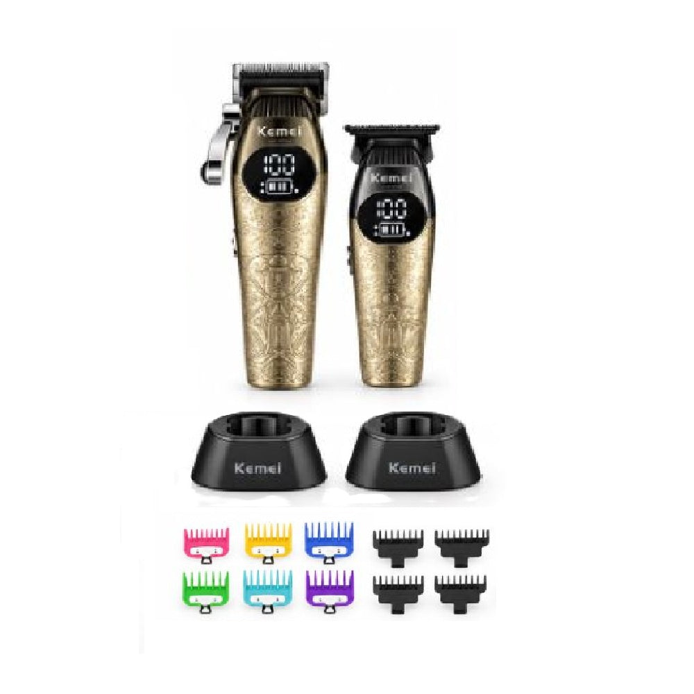 Kit De Barbería Profesional Kemei KM-1972 – Cortadora + Patillera Trimmer