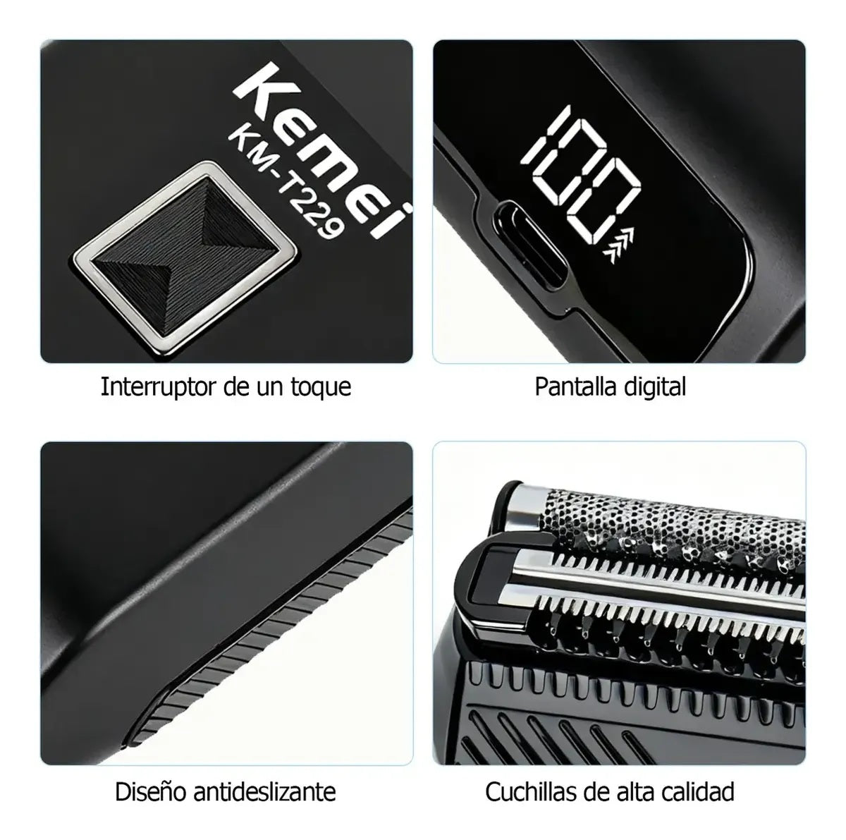Afeitadora Eléctrica Kemei KM-T229 – Resistencia Al Agua IPX7