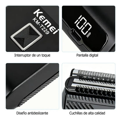 Afeitadora Eléctrica Kemei KM-T229 – Resistencia Al Agua IPX7
