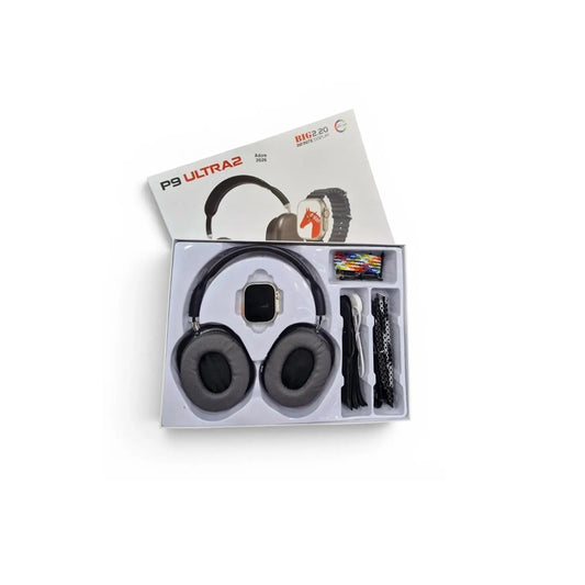 Kit Combo P9 Ultra 2 Smartwatch Pantalla 2.20" Con Audífonos De Diadema Y Correas
