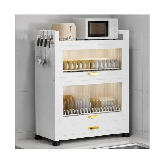 Alacena Organizadora y Escurridor De Cocina De 2 Niveles Con Puertas