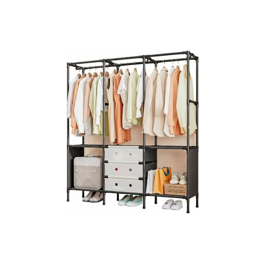 Clóset Organizador Armable Triple con Perchero Y Cajonera