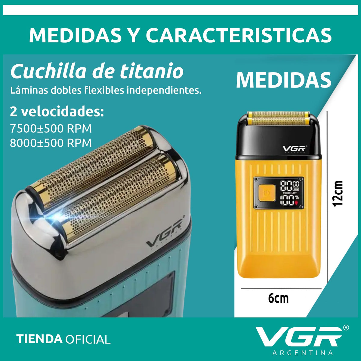 Afeitadora Eléctrica VGR V-357 Patillera 2en1 Impermeable