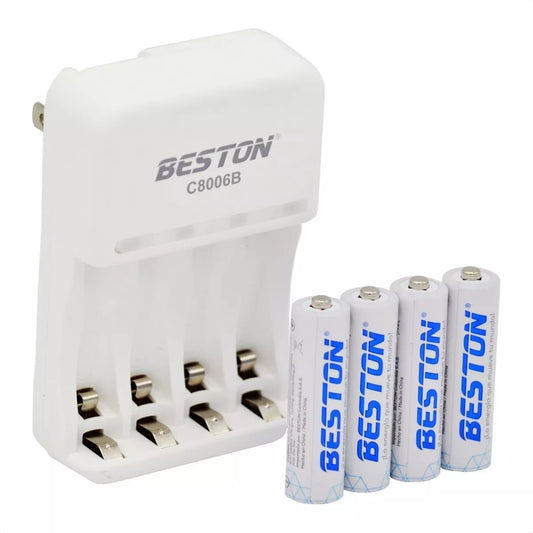 Pilas Recargables Con Cargador Beston 1500 mAh AA x 4 Pilas