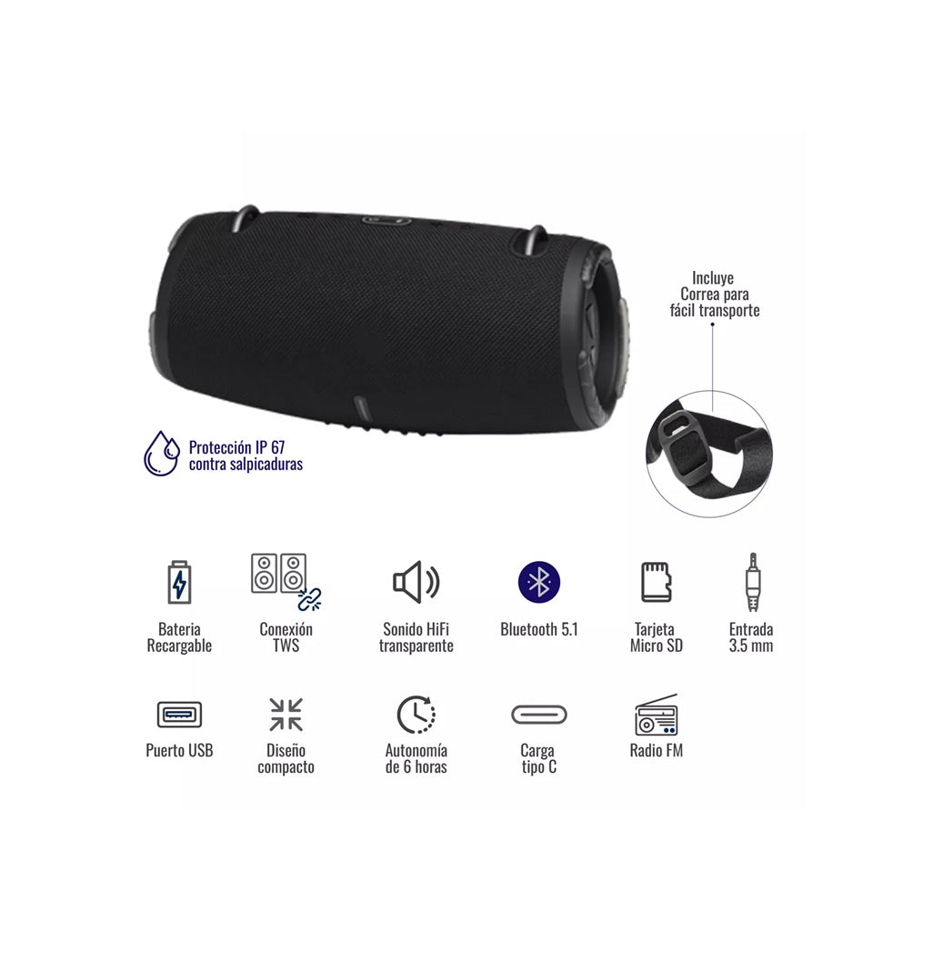 Parlante Xtreme Bluetooth Recargable Usb Mp3 30W