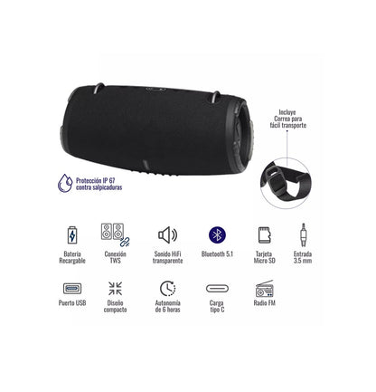 Parlante Xtreme Bluetooth Recargable Usb Mp3 30W